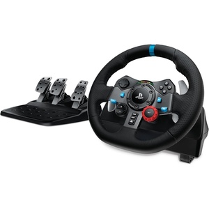 image:imageLogitech G29 Driving Force Racing Wheel and Floor Pedals Real Force Feedback Stainless Steel Paddle Shifters Leather Steering Wheel Cover for PS5 PS4 PC Mac  BlackWheel Kit  Black