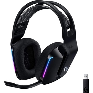 image:imageLogitech G733 Lightspeed Wireless Gaming Headset with Suspension Headband LIGHTSYNC RGB Blue VOCE mic Technology and PROG Audio Drivers  LilacBlack