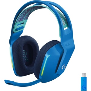 image:imageLogitech G733 Lightspeed Wireless Gaming Headset with Suspension Headband LIGHTSYNC RGB Blue VOCE mic Technology and PROG Audio Drivers  LilacBlue