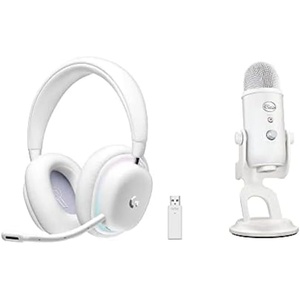 image:imageLogitech G735 Wireless Gaming Headset  Blue Yeti Premium USB Gaming Microphone Combo for Streaming with Exclusive Streamlabs Themes PCMac  White Mist