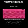 image:imageLogitech G PRO X TKL Lightspeed Wireless Gaming Keyboard Tactile Magenta  Lightspeed wireless UltraPortable Tenkeyless Design LIGHTSYNC RGB PBT keycaps Tactile SwitchesMagenta