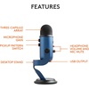 image:imageLogitech Creators Blue Yeti USB Microphone for PC Mac Gaming Recording Streaming Podcasting Studio and Computer Condenser Mic with Blue VOCE effects 4 Pickup Patterns Plug and Play  BlackoutMidnight Blue