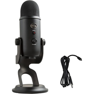 image:imageLogitech Creators Blue Yeti USB Microphone for PC Mac Gaming Recording Streaming Podcasting Studio and Computer Condenser Mic with Blue VOCE effects 4 Pickup Patterns Plug and Play  BlackoutBlackout