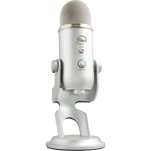 image:imageLogitech Creators Blue Yeti USB Microphone for PC Mac Gaming Recording Streaming Podcasting Studio and Computer Condenser Mic with Blue VOCE effects 4 Pickup Patterns Plug and Play  BlackoutSilver